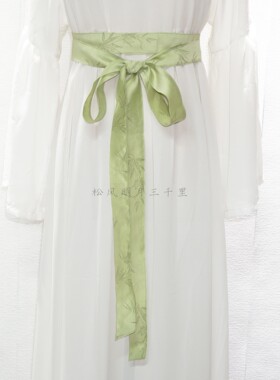 夏季新中式竹叶暗纹汉服发带