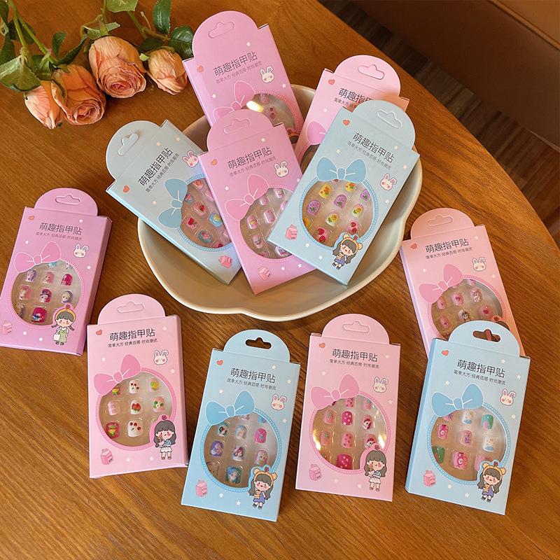 儿童穿戴甲11岁指甲贴片美甲女童可爱公主假指甲贴可拆卸专用9岁