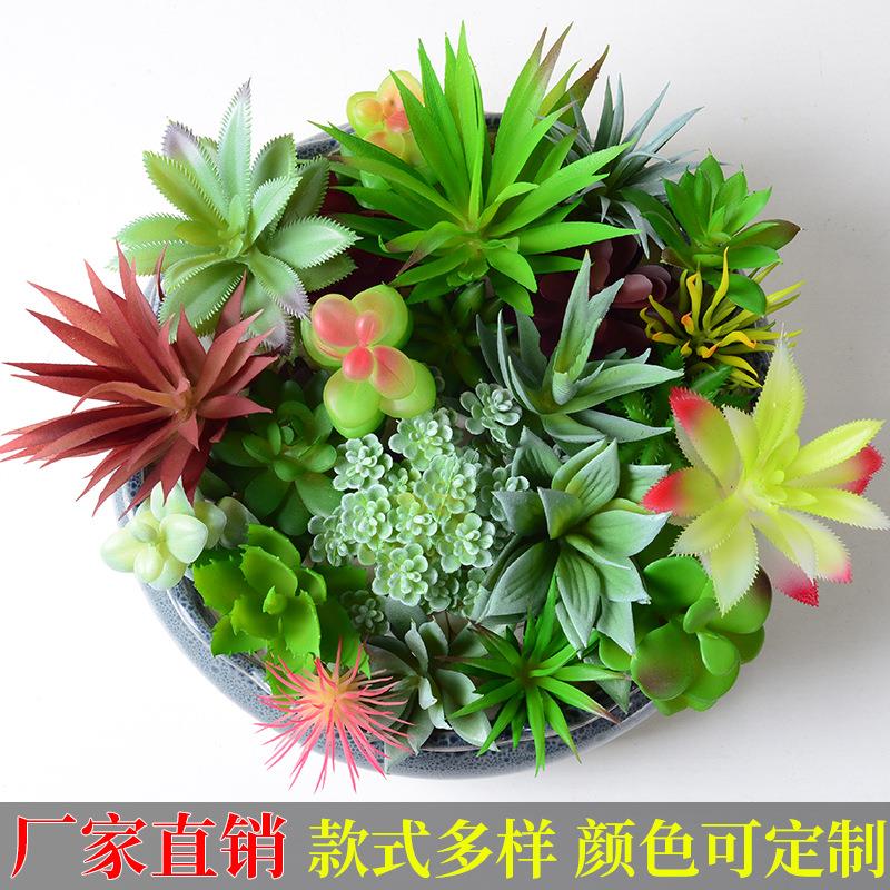 仿真多肉植物盆景植绒迷你人造假多肉配件绿植墙DIY家居装饰摆件