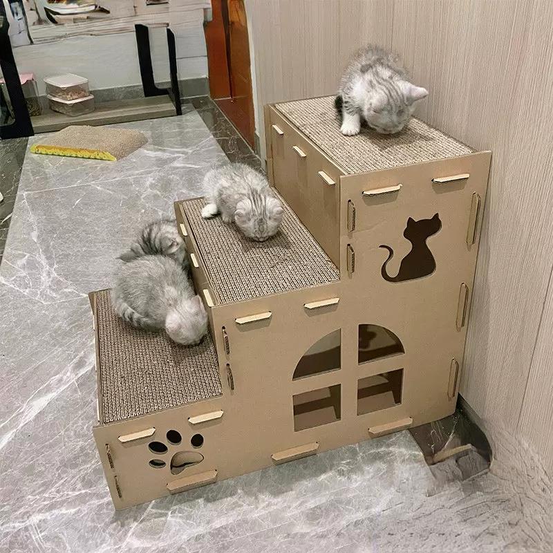 瓦楞纸猫抓板窝猫窝一体房子别墅特大号猫爪板盒子纸箱屋猫咪用品图片