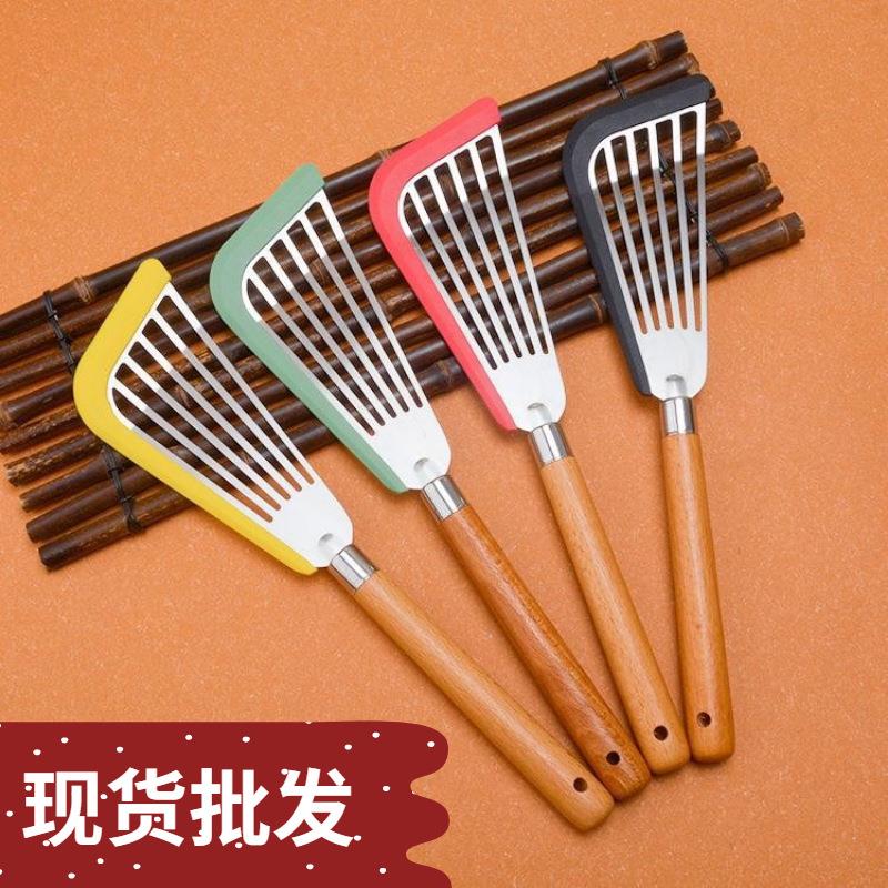 不锈钢煎鱼铲硅胶柄牛排煎铲扇形蝴蝶漏铲耐高温不粘锅镂空铲子