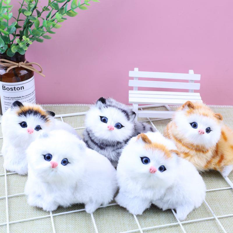 $$仿真小猫咪玩偶会叫会动儿童玩具女孩篮子里的毛绒公仔动物模型