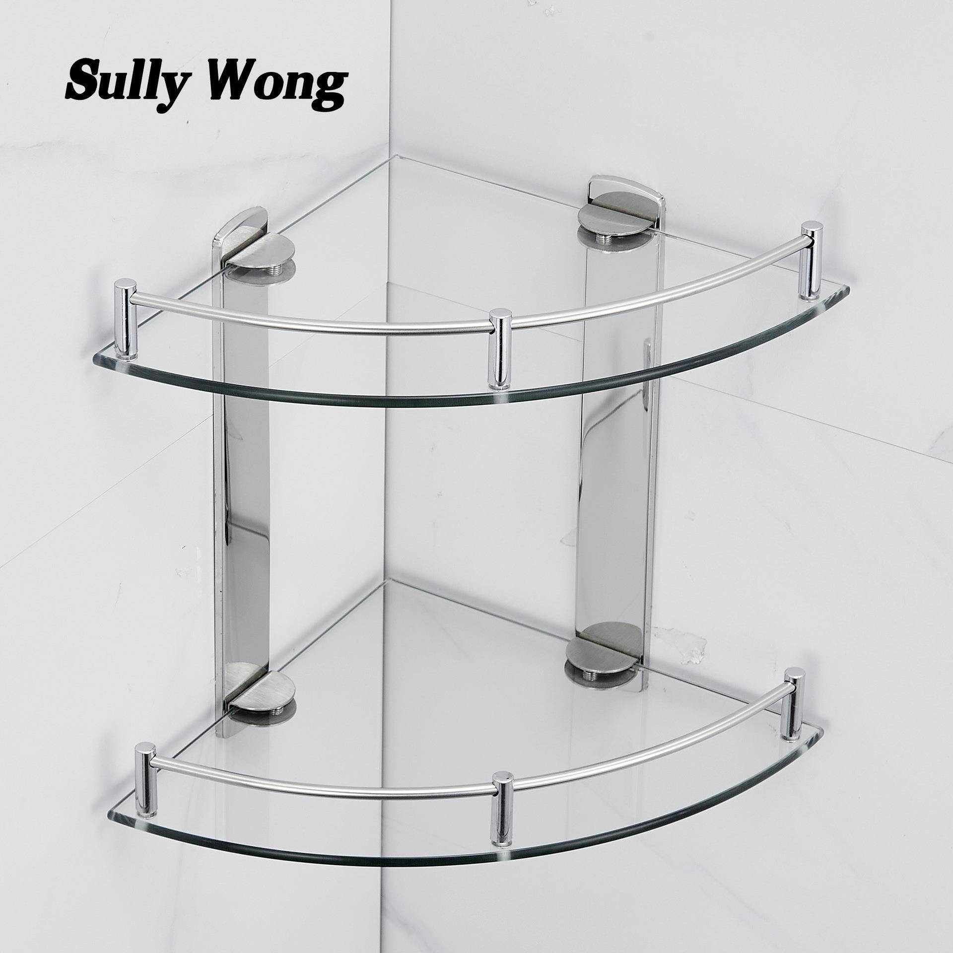 浴室不锈钢玻璃三角架卫生间转角架单双三层店卫浴置物架托盘