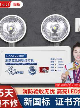 岡祈(Gangqi)新国标消防应急灯停电应急充电式双头应急照明灯安全