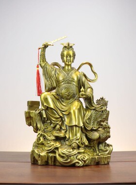 九天玄女娘娘神像摆件圣母站孔雀台执剑坐像仙女家居供奉装饰