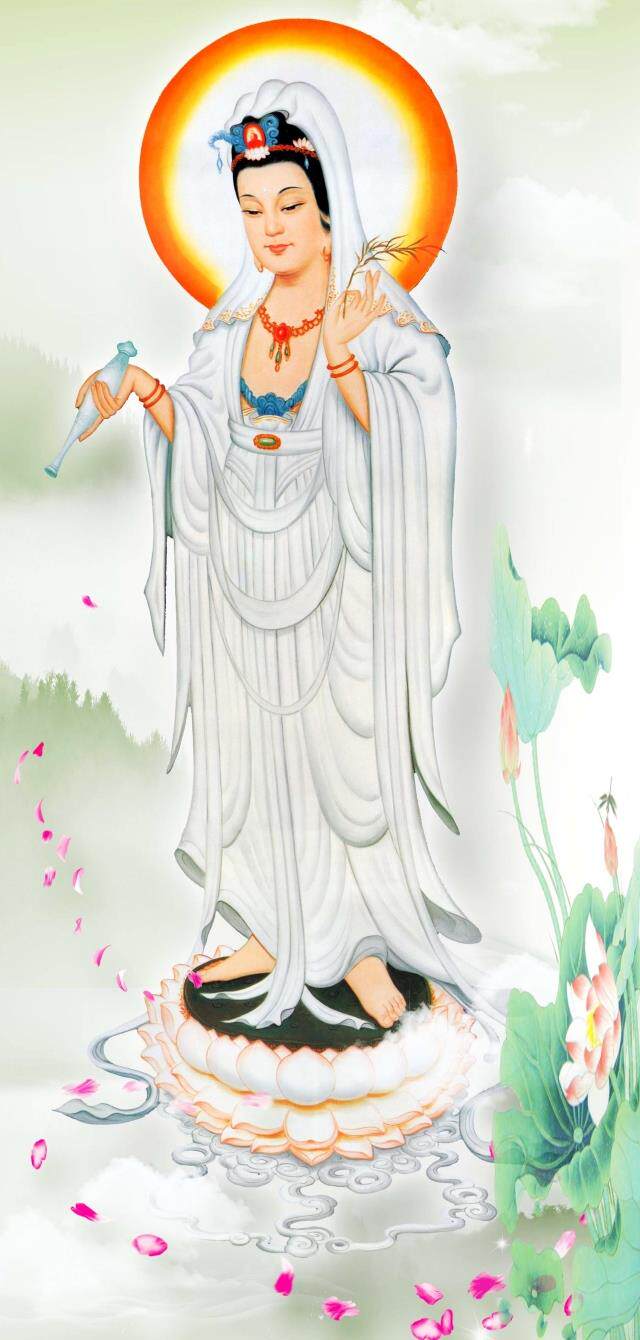 5d魔方钻石画滴水观音菩萨佛像观世音方钻点钻十字绣竖版玄关客厅