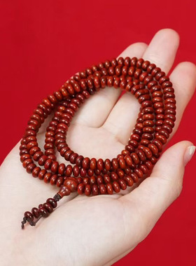 鸡血红算盘珠印度小叶紫檀手链男女念珠厂家批发规格4×6×216颗