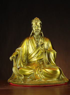 铜黄大仙摆件 赤松仙子摆件 黄初平坐像家居客厅供奉摆件