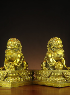全铜狮子摆件 北京狮一对家居店铺铜狮子摆件厂家批发