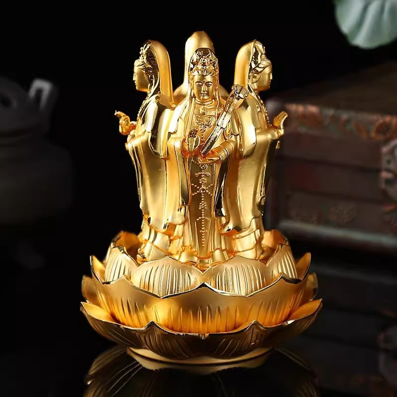 摆件观音汽车车佛像佛车载内香水饰品创意千手座合金三面四面财神