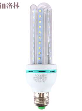 洛林(ROLin)U型节能灯LED灯泡玉米灯E27螺口3U12W白光6500K(量大