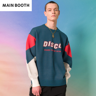 MAIN BOOTH韩版潮流休闲毛衫字母印花针织衫宽松毛衣野狼disco