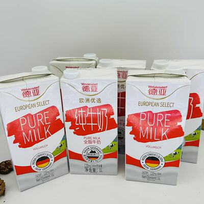 Weidendorf Pure Milk（WHOLE MILK)1000mlx6 PRODUCT OF GERMANY