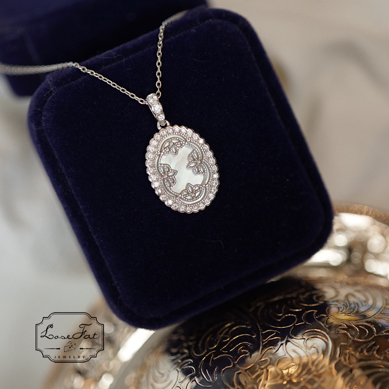 原创设计风银浪漫天然贝母项链