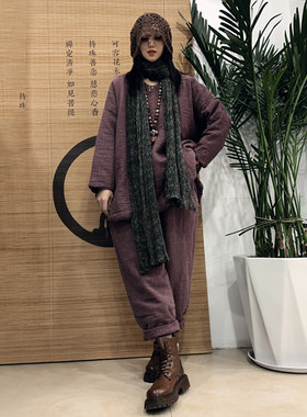 亚麻冬季休闲加厚套装