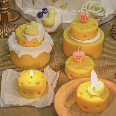 逼真双层奶酪香薰蛋糕蜡烛