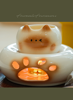 《猫爪香薰炉》礼盒香砖暹罗猫可爱香薰蜡烛蜡块女生生日礼物闺蜜