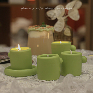 ins风小球手柄杯子香薰蜡烛fourmealsfourseasons 予你一辈子