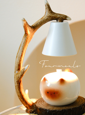 《一鹿生香》暹罗猫小猫香薰融蜡烛灯卧室女生淡香台灯生日礼物