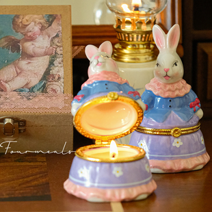 奶味香薰蜡烛圣诞生日礼物卧室女生淡香兔子伴手礼 野兔爱丽丝