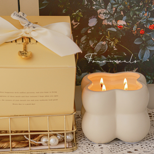 奶油感500g陶瓷香薰蜡烛生日礼盒女生闺蜜毕业礼物 花开早安