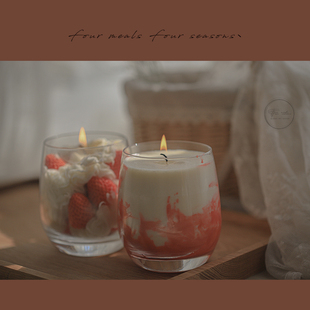 fourmeals原创好看香薰蜡烛礼盒牛奶味卧室无烟情侣 草莓牛乳