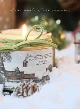 《炊烟袅袅》75g雪松黑檀香薰蜡烛圣诞节日卧室内家用生日礼物盒