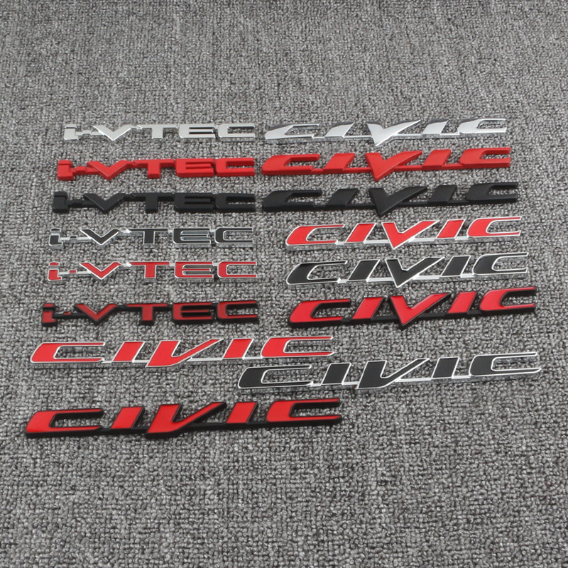 适用于八代思域九代civic改装车标黑色后尾标英文IVTEC车标装饰贴