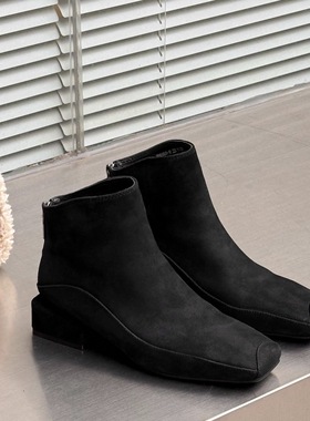 2025【羊皮羊猄4CM】时尚方头设计绒里绒垫广州皮鞋码966M865-1M