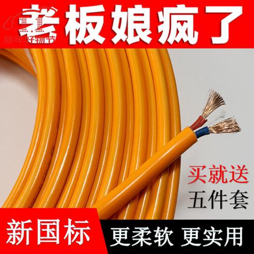 架悦电线国标电缆线2芯户外护套线家用防水延长插座电源线2.5/4平