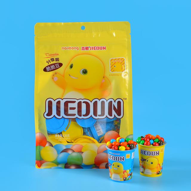 杰顿奶龙款彩虹巧克力豆夹心脆脆豆儿童小孩休闲零食糖果推荐罐装