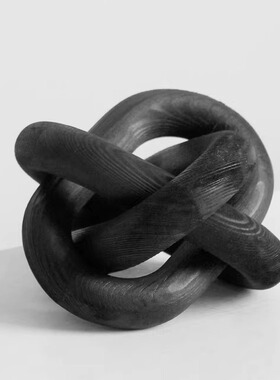 侘寂风碳化木套环几何摆件