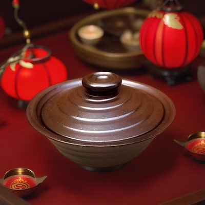 柴烧二才盖碗茶具全手工老岩泥