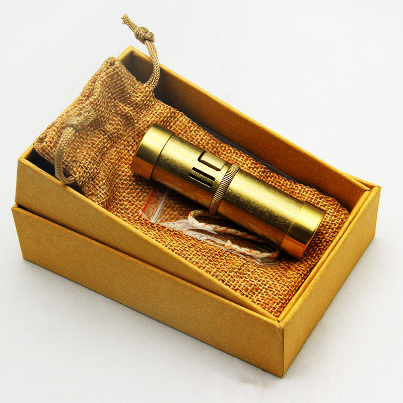 豫邦复古全铜圆筒煤油打火机礼盒精包装独特打火方式厂家直销