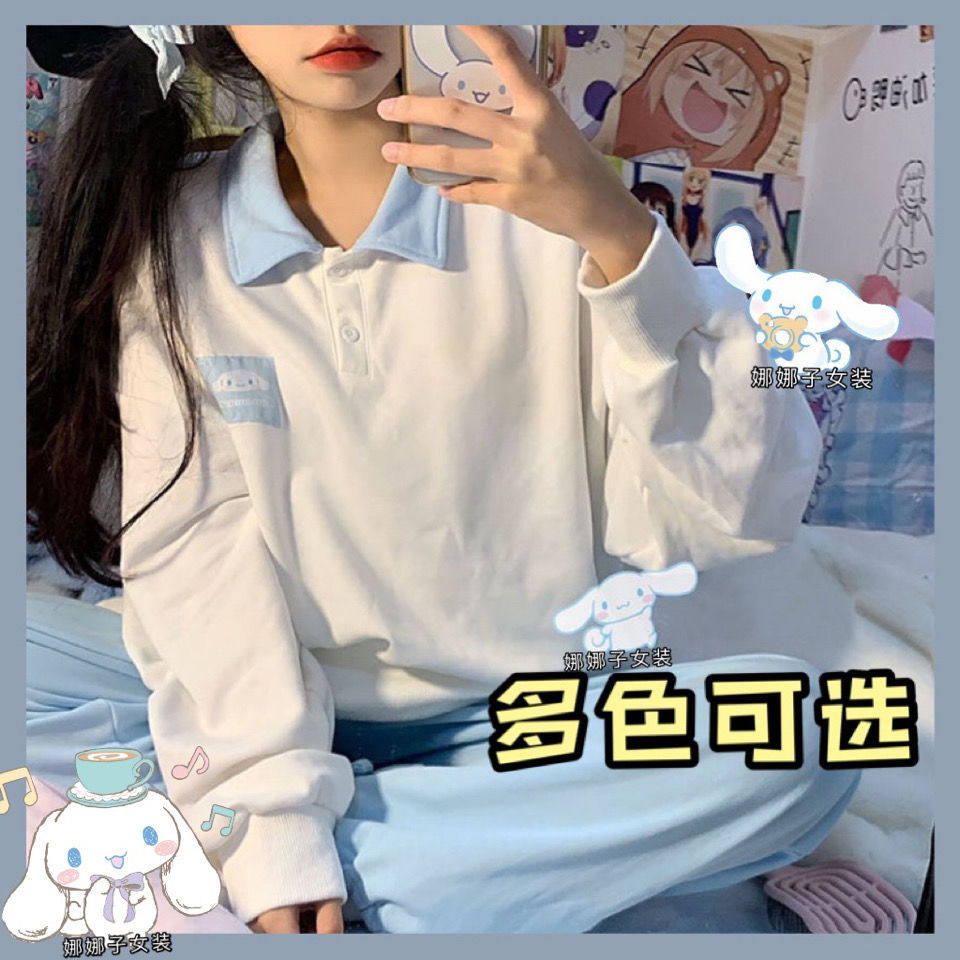 玉桂狗polo衫春夏日系可爱软妹ins潮休闲卫衣女宽松百搭上衣学生