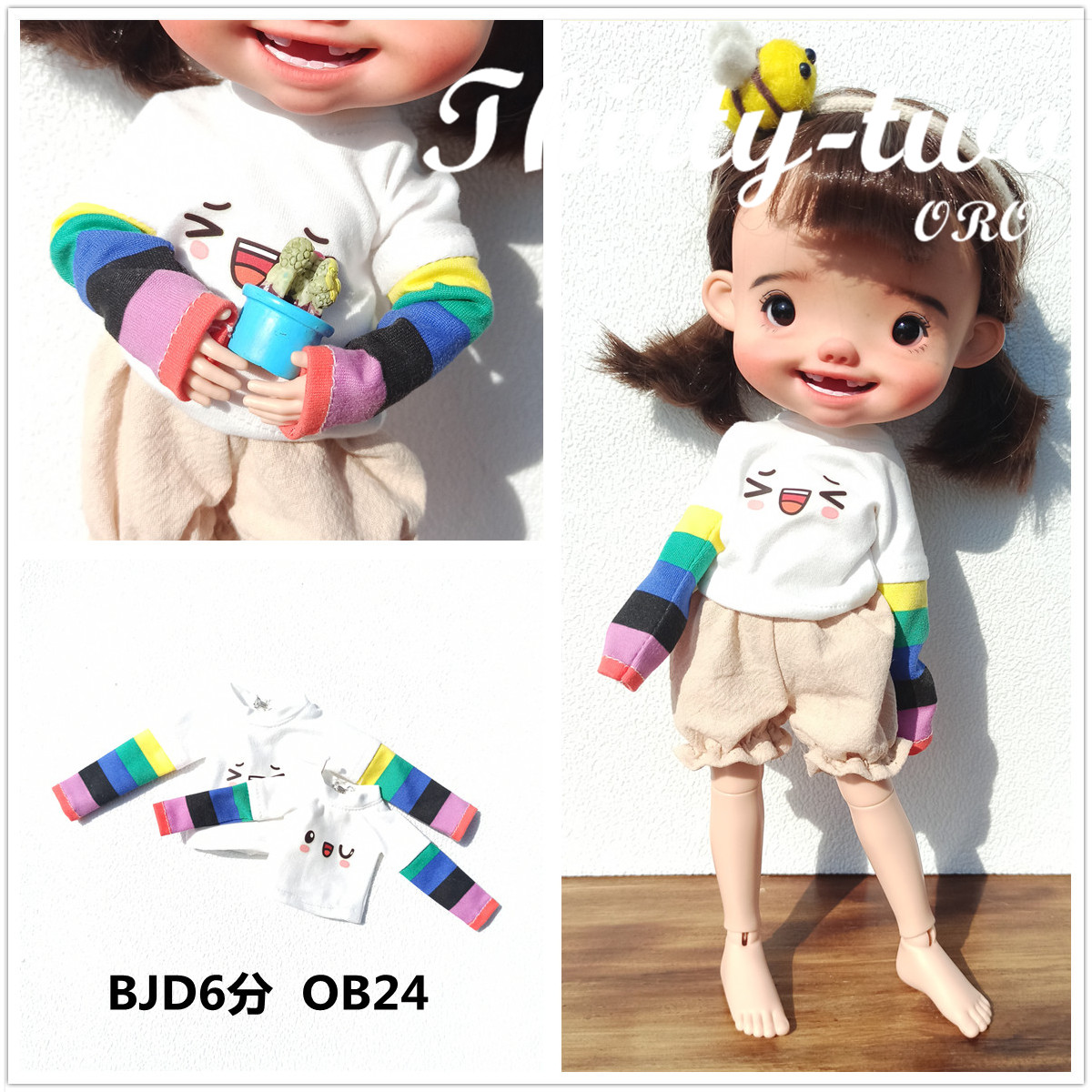 BJD6分娃衣小布blytheT恤OB24玩偶印花长袖上衣野蛮宝贝捣蛋