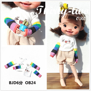 BJD6分娃衣小布blytheT恤OB24玩偶印花长袖上衣野蛮宝贝捣蛋