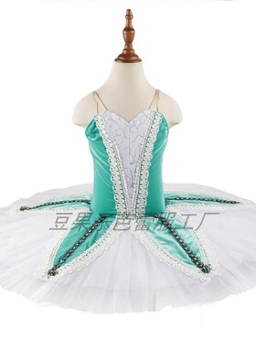 绿色芭蕾TUTU蓬蓬裙女童比赛纱裙成人儿童团体舞蹈表演服演出服