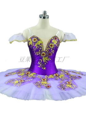 紫色芭蕾tutu紫丁香蓬蓬裙团体比赛服考级纱裙表演裙成人儿童定制