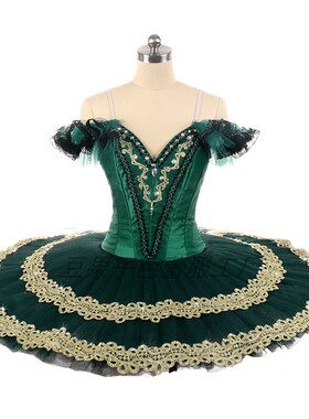墨绿色芭蕾TUTU蓬蓬裙比赛纱裙唐吉坷德变奏演出服绿宝石表演服