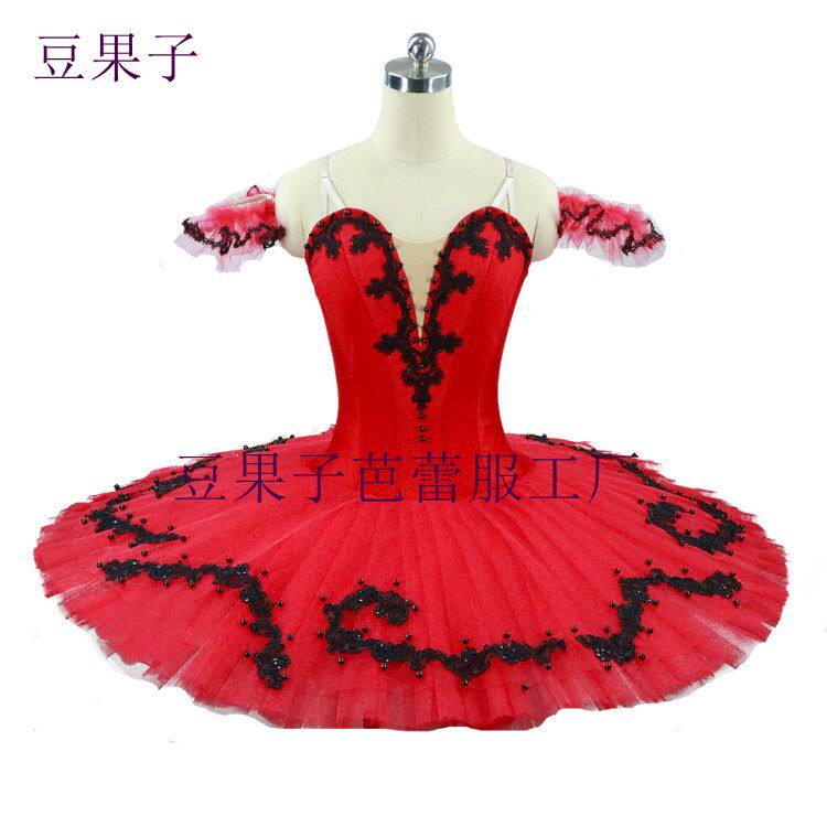 大红色芭蕾tutu专业舞蹈蓬蓬裙纱裙成人儿童表演服团体比赛服硬网