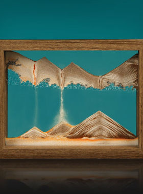 夕岬座复古木质相框流沙画沙漏摆件玄关卧室装饰生日礼物元旦节新