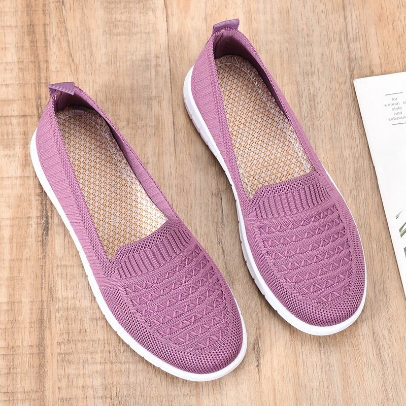 妈妈鞋单鞋网面透气一脚蹬