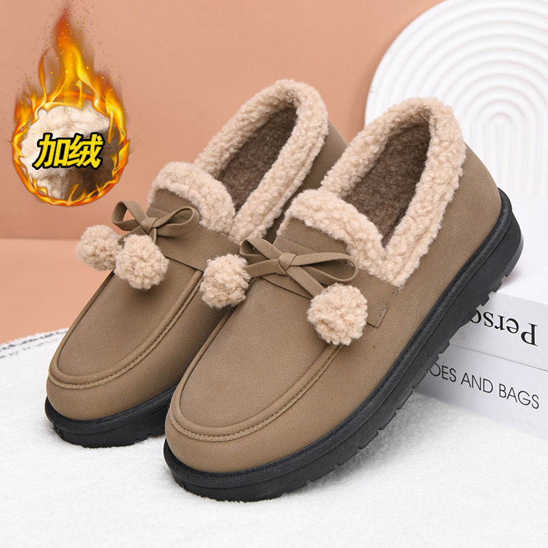 老北京布鞋冬季一脚蹬防滑软底中老年妈妈女复古保暖加绒时尚百搭