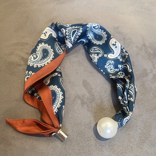 磁吸扣小丝巾轻薄丝巾2025春秋新款气质百搭时尚复古高端懒人围巾