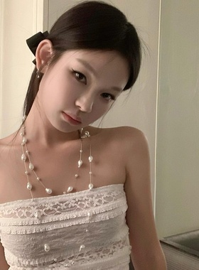 满天星珍珠项链女气质高级感毛衣链2025年爆款锁骨链轻奢百搭颈链