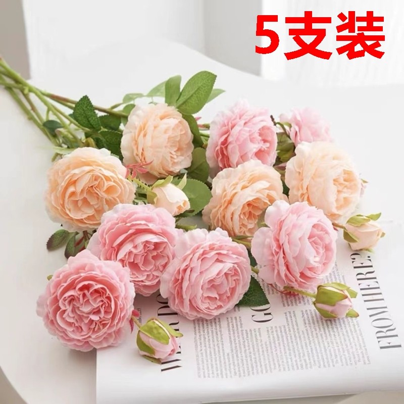 仿真绒布玫瑰花客厅卧室装饰花高档拍照红色玫瑰假花束餐桌花摆花