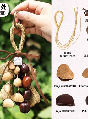 天然果实壳手摇铃包挂件挂铃风铃diy手工材料包教师节活动礼物女