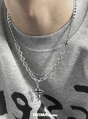 十字架吊坠男士项链百搭男款潮流男生嘻哈小众高级感痞帅链子配饰