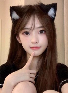 黑色猫耳朵头饰发箍女发夹兽耳发饰cos万圣节毛绒发卡头箍可爱男